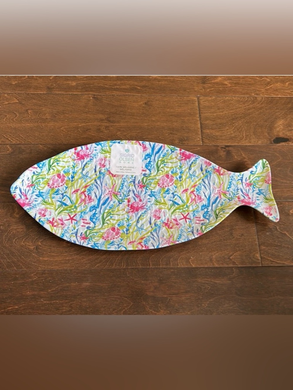 Sigrid Olsen Home Melamine Plate Serving Platter Fish Nautical Sea.